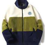 Color Block Zip Up Teddy Coat