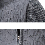 Quilted Jacquard Zip Up Sweater