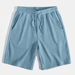 Waffle Johnny Collar Polo With Pocket & Drawstring Knitted Waffle Shorts
