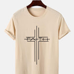 Faith Crucifix Line Print T-Shirts