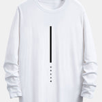 Long Sleeve Dream Stripe Print Cotton Arc Hem T-Shirt