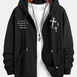Cross Slogan Print Relax Fit Zip Hoodie