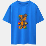 Tattered Bear Print Drop Shoulder Oversize T-Shirt