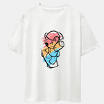 Graffiti Skateboard Bear Print Drop Shoulder Oversize T-Shirt