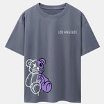 Los Angeles Dissolving Bear Print Drop Shoulder Oversize T-Shirt