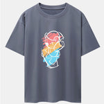 Graffiti Skateboard Bear Print Drop Shoulder Oversize T-Shirt