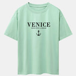 Venice Anchor Print Drop Shoulder Oversize T-Shirt