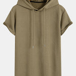 Geometry Jacquard Hooded Arc Hem T-Shirt & Geometric Jacquard Drawstring Shorts