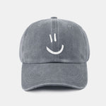 Smiley Face Pattern Classic Retro Washed Distressed Cotton Baseball Cap