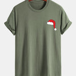 Regular Fit Santa Hat Print Cotton T-Shirt