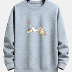 Napping Cat Print Relax Fit Sweatshirt