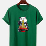 Panda Eating Ramen Print T-Shirt