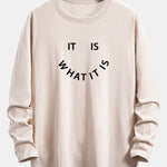 Long Sleeve Slogan Print Cotton Arc Hem T-Shirt