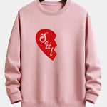 Soul Mate Half Heart Couple Print Relax Fit Sweatshirt