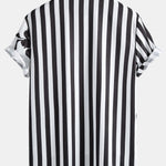Floral Stripe Patchwork Print Button Up Shirt & Swim Shorts