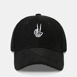 Skeleton Hand Embroidered Corduroy Baseball Cap