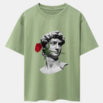 Rose David Print Relax Fit Drop Shoulder T-Shirts