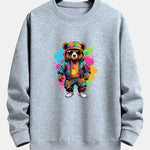 Splash Colorful Bear Print Relax Fit Sweatshirt
