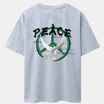 Dove With Peace Symbol Back Print Drop Shoulder Oversize T-Shirt