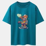 Colorful Tattered Bear Print Drop Shoulder Oversize T-Shirt