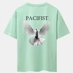 Pacifist Dove Back Print Drop Shoulder Oversize T-Shirt