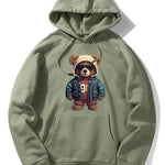 Bear In Leather Jacket Print Hoodie