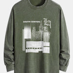 Los Angeles Landscape Print Relax Fit Washed Distressed T-Shirt