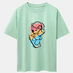 Graffiti Skateboard Bear Print Drop Shoulder Oversize T-Shirt