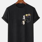 Cute Pocket Cat Print T-Shirt