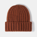 Faux Wool Warm Stripe Knit Beanie Hat Cuffed Cap