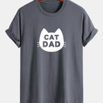 Regular Fit Cat Dad Print Cotton T-Shirt