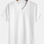 Oversize Geometric Jacquard V-neck T-Shirt