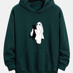 Ghost Black Cat Print Relax Fit Hoodie
