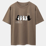 Friend Cat Print Drop Shoulder Oversize T-Shirt