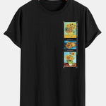 Sunflower Oil Painting Print Cotton Arc Hem T-Shirt