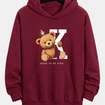 Crown King Bear Print Relax Fit Hoodie