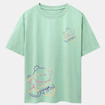 Colorful Bear Print Drop Shoulder Oversize T-Shirt