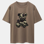 Camouflage Bear Print Drop Shoulder Oversize T-Shirt