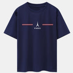 Paris Stripes Print Drop Shoulder Oversize T-Shirt