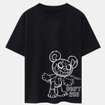 Slogan Cartoon Bear Print Drop Shoulder Oversize T-Shirt