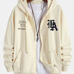 Los Angeles Slogan Print Relax Fit Zip Hoodie