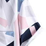 Geometric Print Button Up Shirt With Pocket & Short Length Swim Shorts