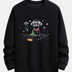 Dinosaur Spaceship Print Relax Fit Sweatshirt