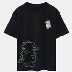 Fire-breathing Dinosaur Print Drop Shoulder Oversize T-Shirt