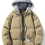 Contrast Detachable Hooded Puffer Coat