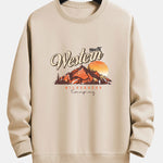 Mountain Landscape Illustration Print Relax Fit Sweatshirt