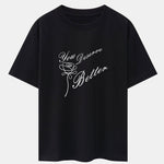 Rose Slogan Print Drop Shoulder Oversize T-Shirt