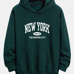 New York Slogan Print Relax Fit Hoodie