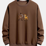 Two Little Deer Print Relax Fit Sweatshirt