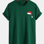 Regular Fit Santa Hat Print Cotton T-Shirt